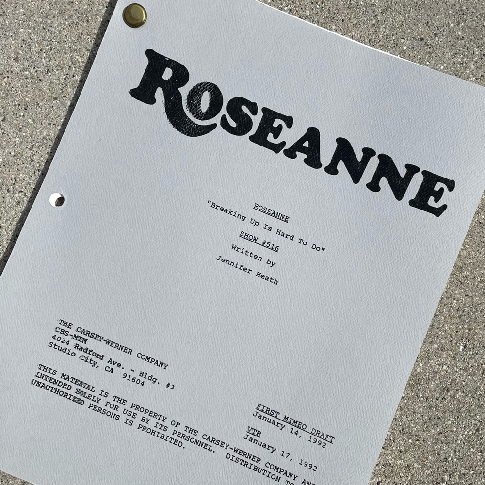 Roseanne Original 1992 Production Used First Draft Script Breaking Up Hard To Do